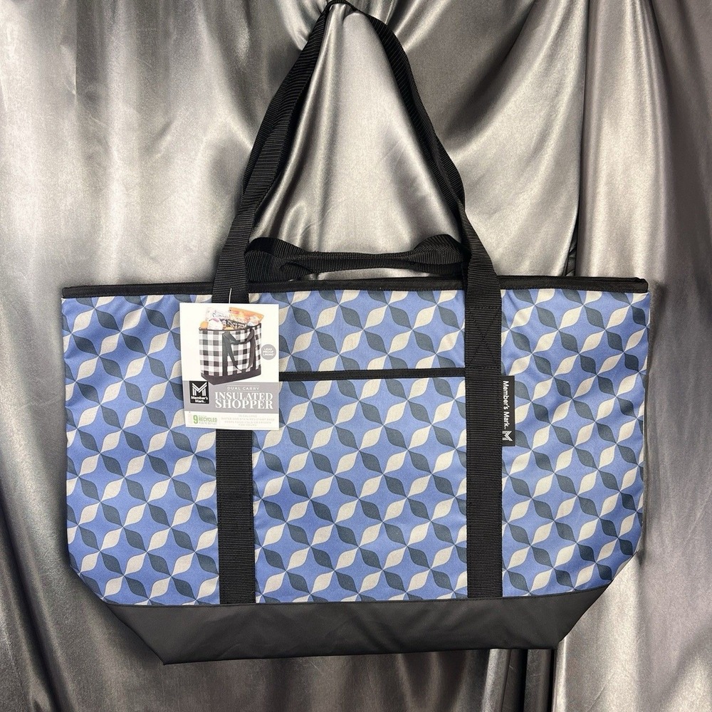 Member's Mark Dual Carry Insulated Shopper Bag 10 Gallon‎ Leak Proof Blue Gray